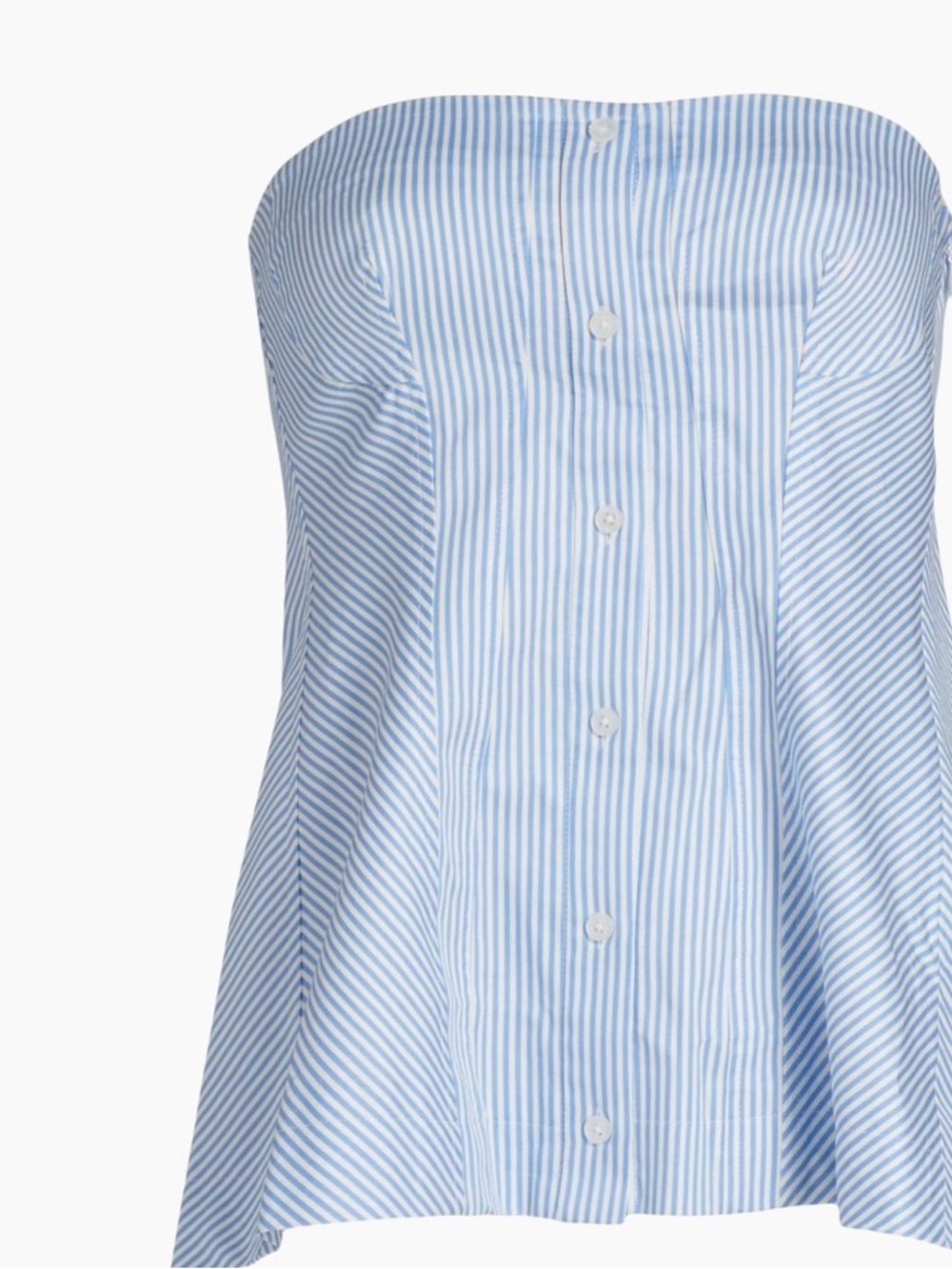 Striped Strapless Button-Front Top - Light Blue
